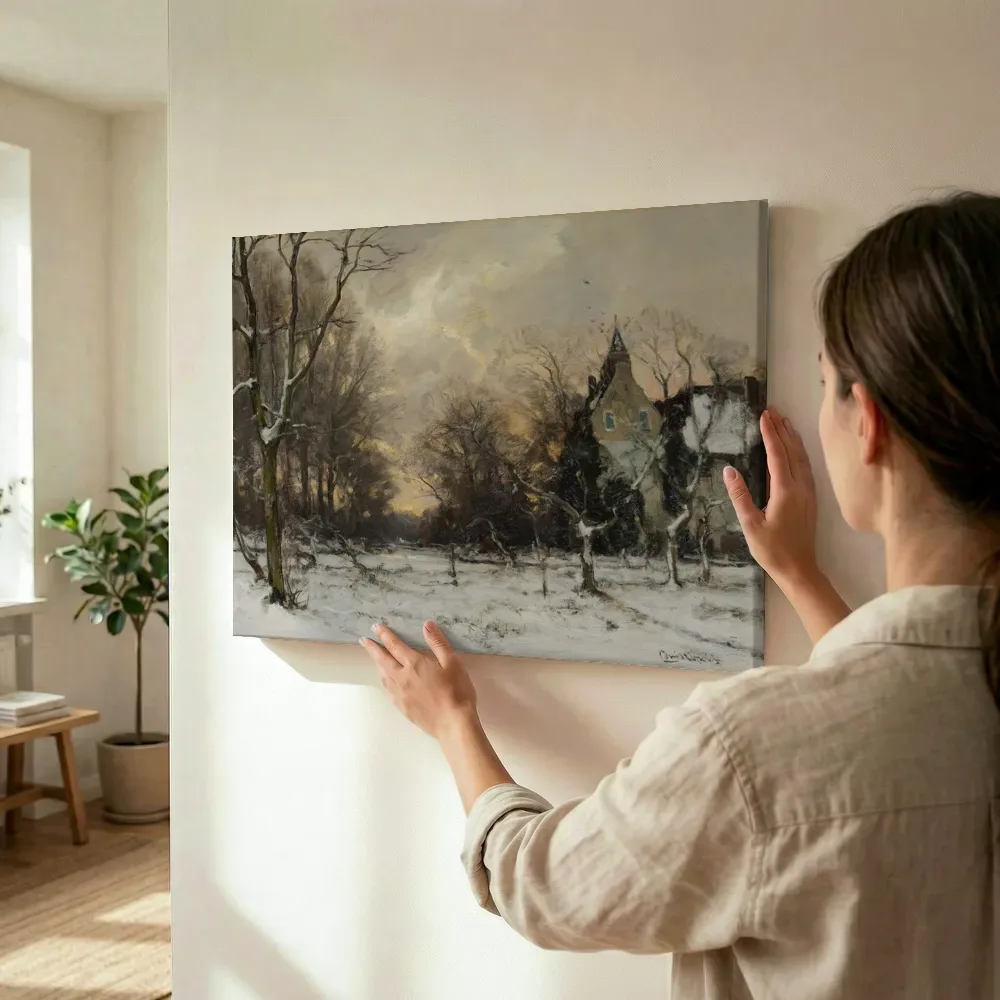 Sfeerimpressie: Winter aan de rand van het dorp van Louis Apol terwijl het wordt opgehangen
