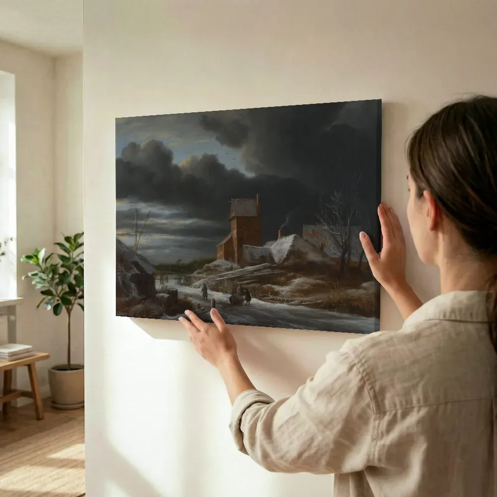 Sfeerimpressie: Winterlandschap terwijl het wordt opgehangen