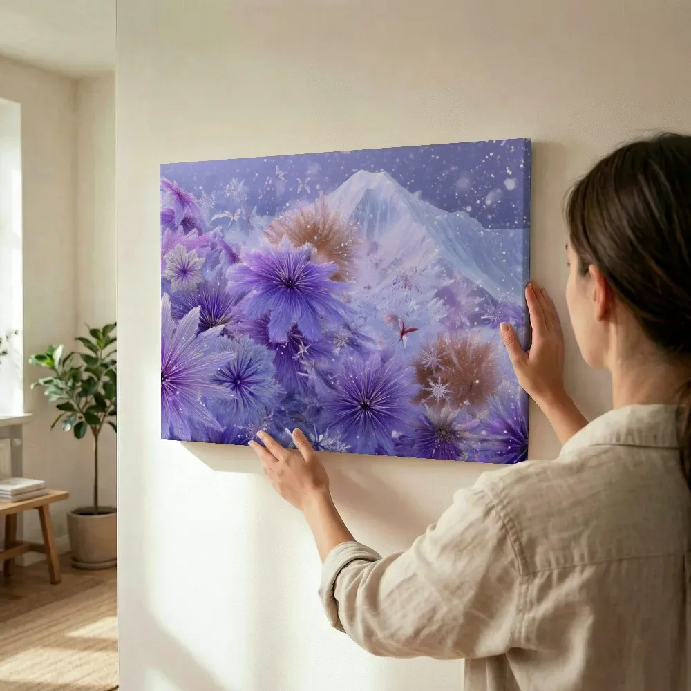 Sfeerimpressie: Winterse sterbloemen met vlinders terwijl het wordt opgehangen