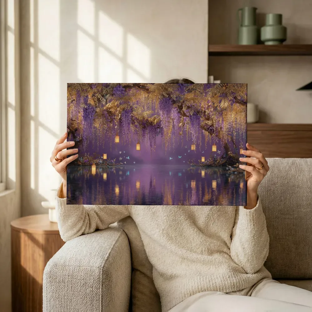 Sfeerimpressie: Wisteria dromen bij schemerlicht terwijl het omhoog wordt gehouden