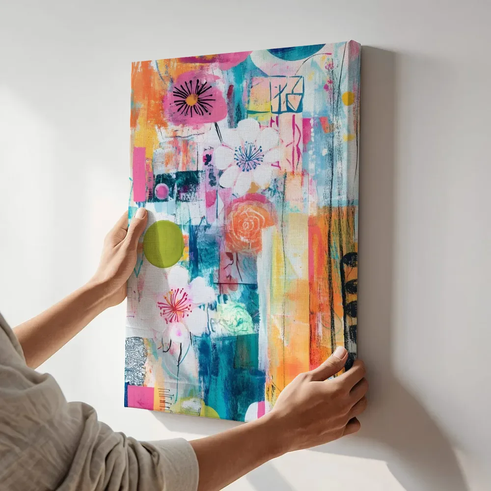 Sfeerimpressie: Witte bloemen met fijne details terwijl het aan de muur wordt gehangen