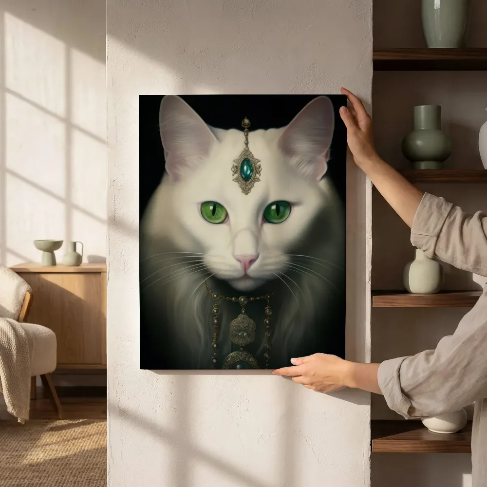 Sfeerimpressie: Witte kat naast de kast