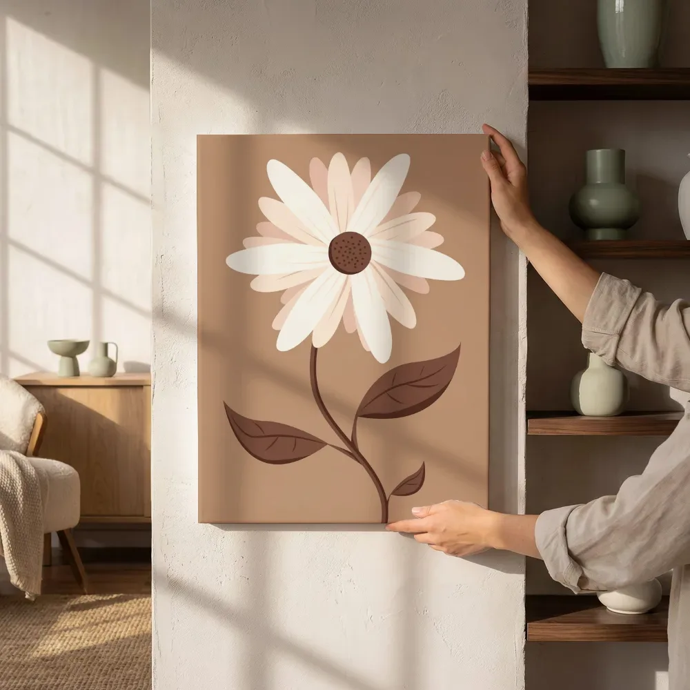 Sfeerimpressie: Grote witte margriet illustratie naast de kast