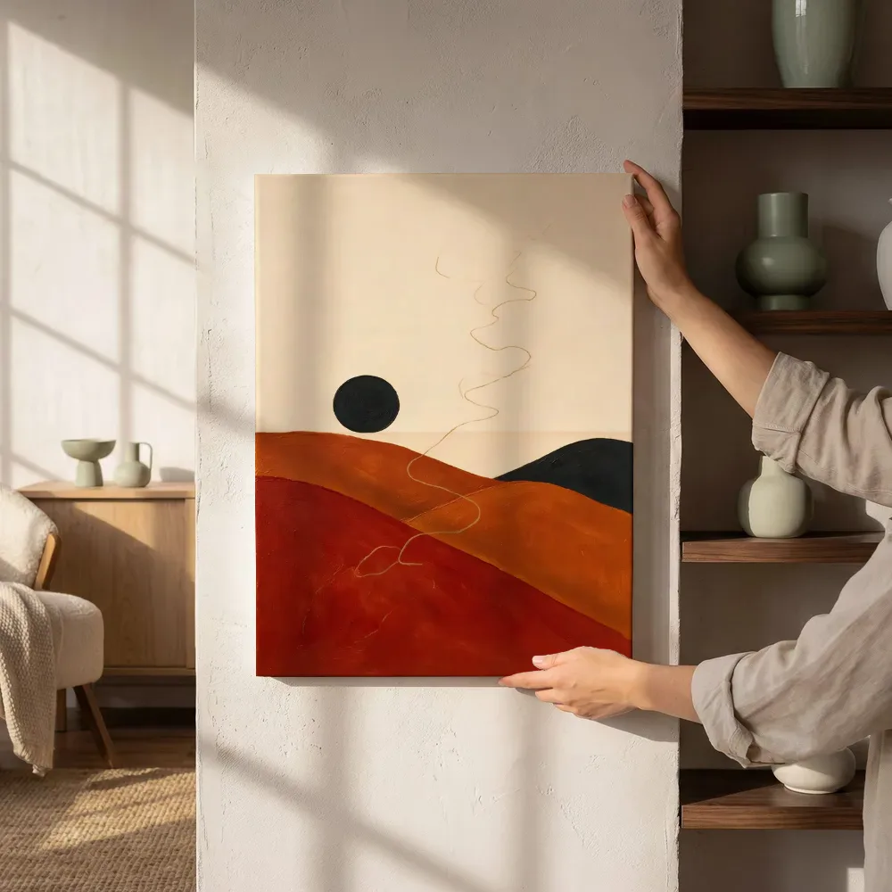 Sfeerimpressie: Woestijnlandschap Textured Minimalism 10 naast de kast