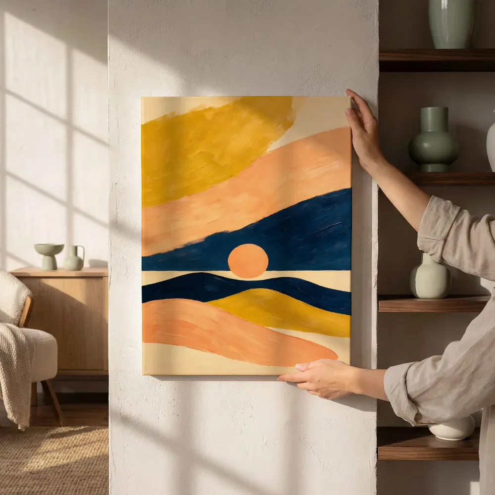 Sfeerimpressie: Woestijnlandschap Textured Minimalism 12 naast de kast
