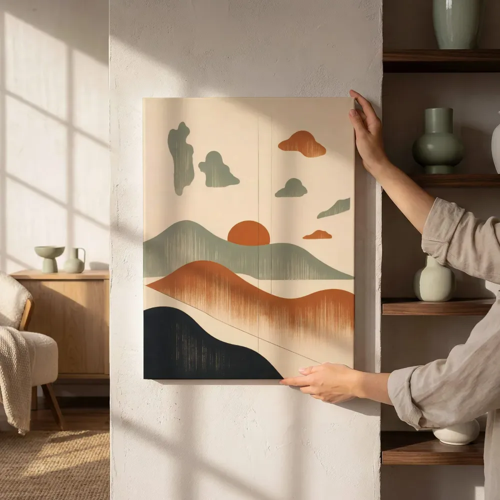 Sfeerimpressie: Woestijnlandschap Textured Minimalism 14 naast de kast