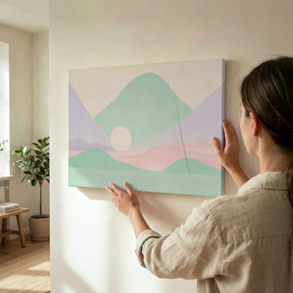 Sfeerimpressie: Woestijnlandschap Textured Minimalism 15 terwijl het wordt opgehangen