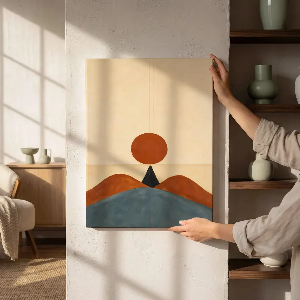 Sfeerimpressie: Woestijnlandschap Textured Minimalism 16 naast de kast
