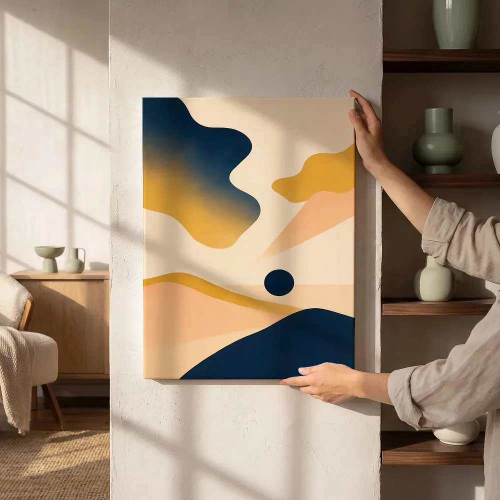 Sfeerimpressie: Woestijnlandschap Textured Minimalism 6 naast de kast