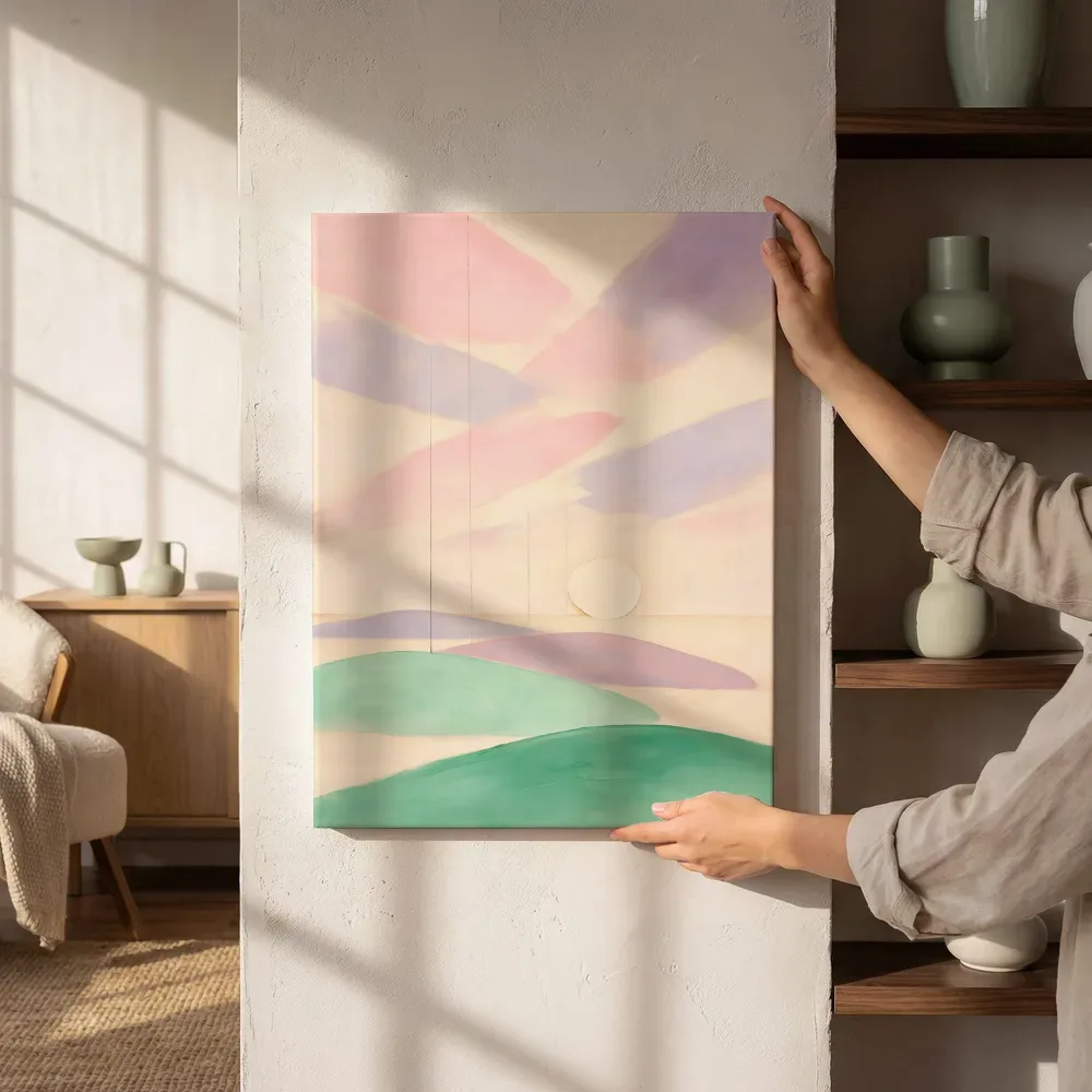 Sfeerimpressie: Woestijnlandschap Textured Minimalism 7 naast de kast