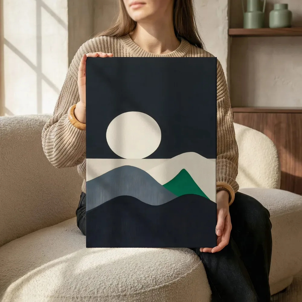 Sfeerimpressie: Woestijnlandschap Textured Minimalism in houtskoolgrijs 2 terwijl het zittend wordt getoond
