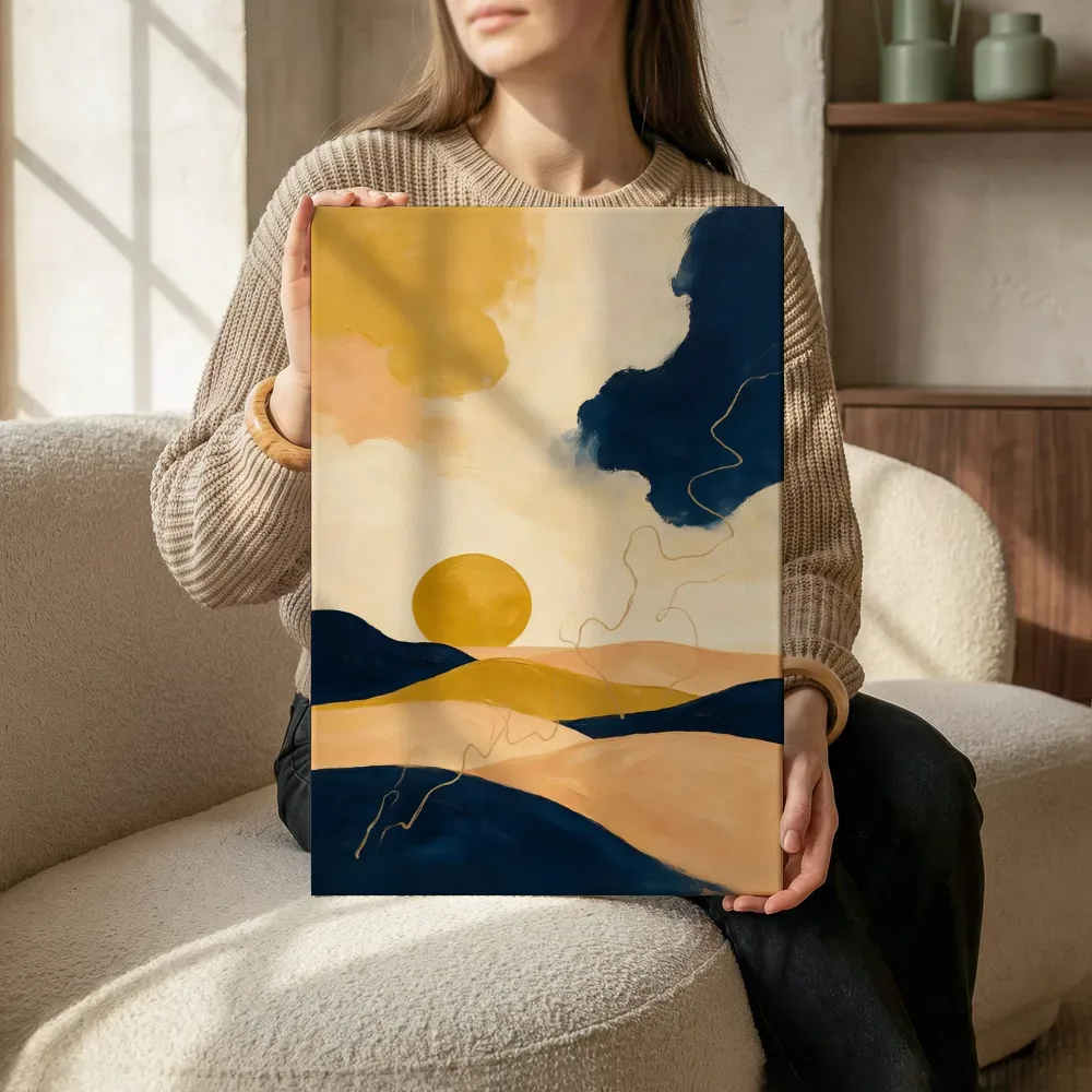 Sfeerimpressie: Woestijnlandschap Textured Minimalism terwijl het zittend wordt getoond
