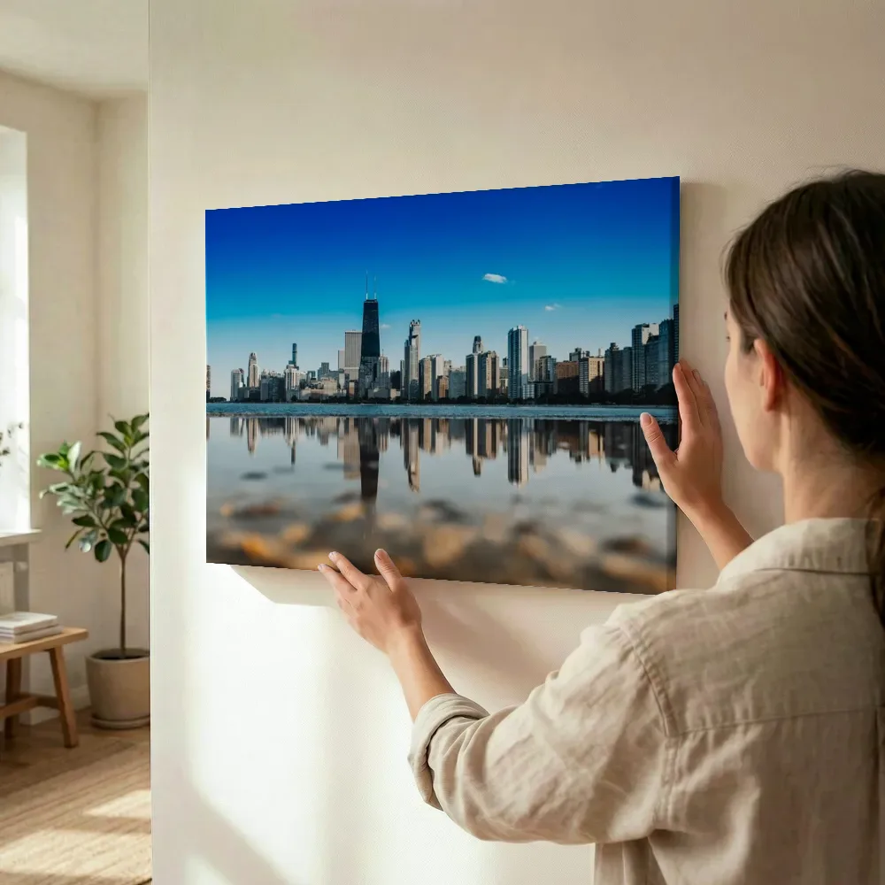 Sfeerimpressie: Wolkenkrabbers weerspiegeld in het meer terwijl het wordt opgehangen