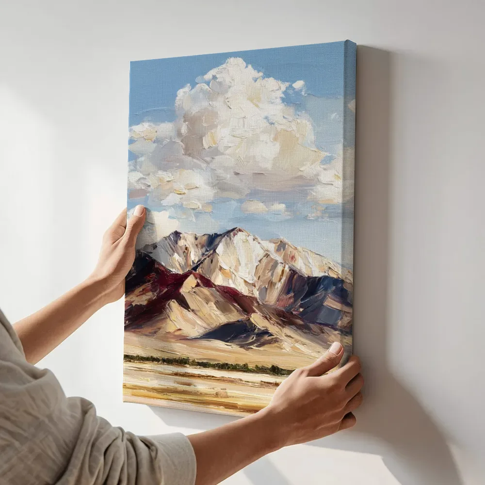 Sfeerimpressie: Wolkenlucht boven de vlakte terwijl het aan de muur wordt gehangen