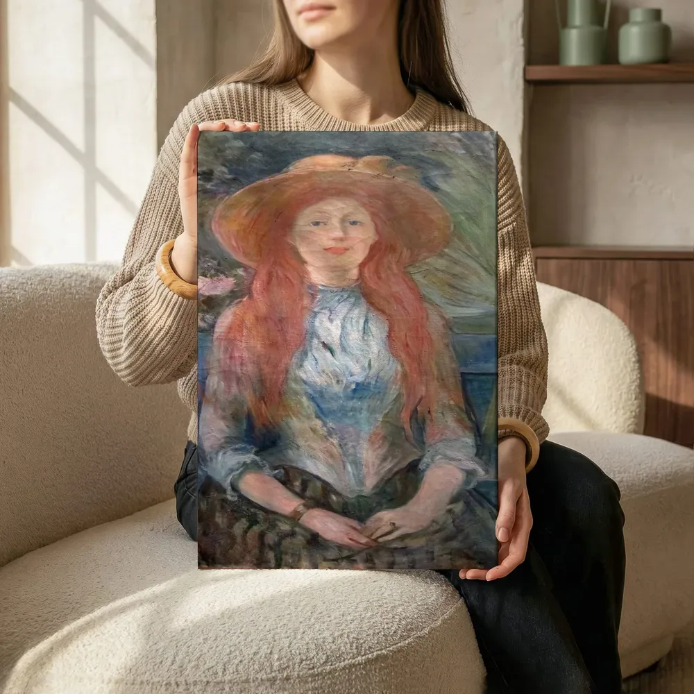 Sfeerimpressie: Jong meisje in een park van Berthe Morisot terwijl het zittend wordt getoond