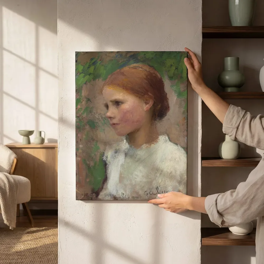 Sfeerimpressie: Jong plattelandsmeisje van George Clausen naast de kast