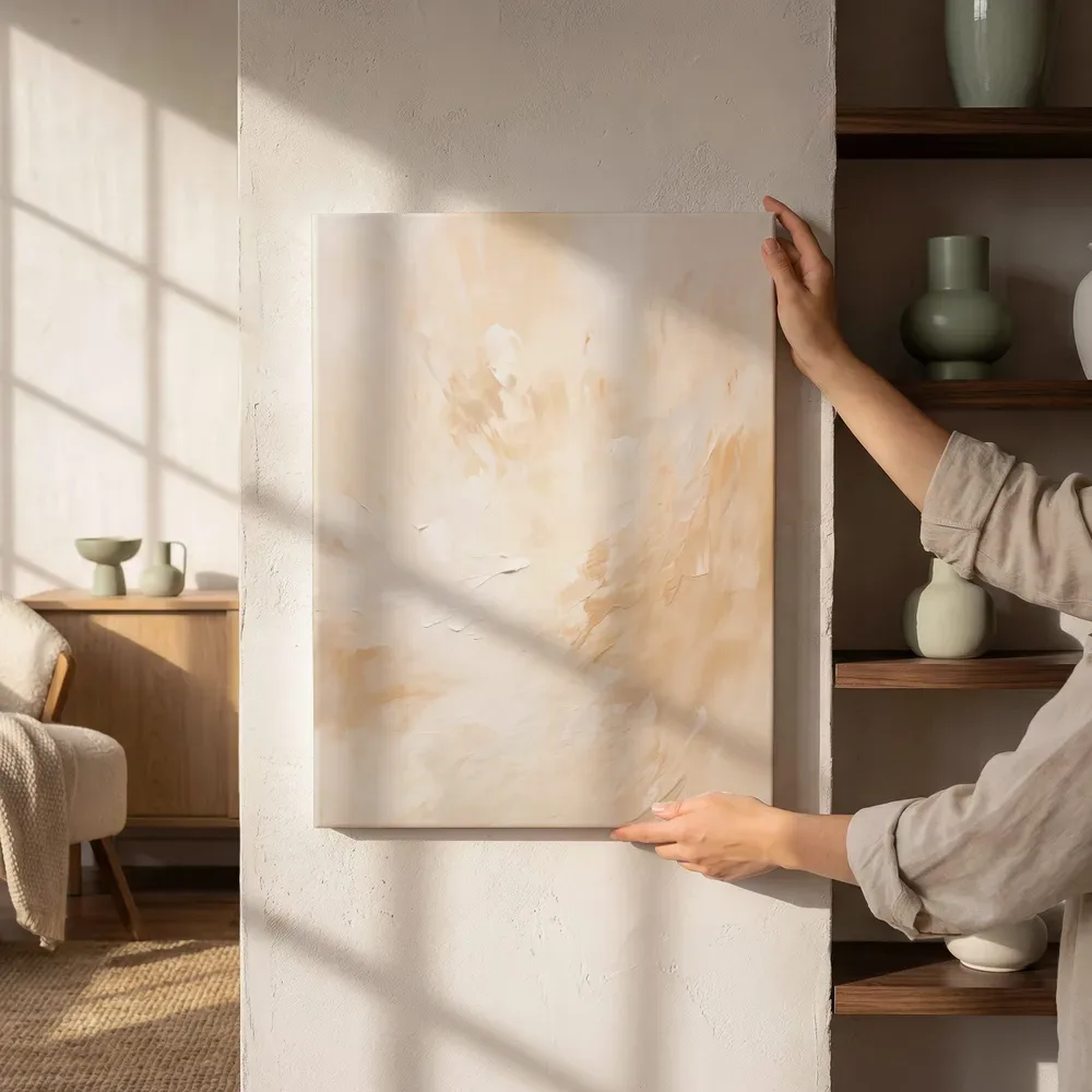 Sfeerimpressie: Zachte beige nevel naast de kast