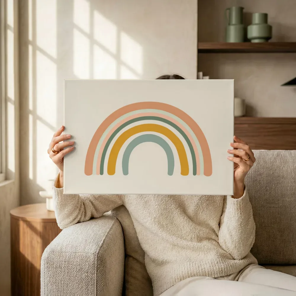 Sfeerimpressie: Zachte regenboog terwijl het omhoog wordt gehouden