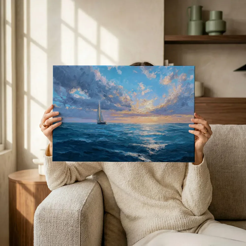 Sfeerimpressie: Zeilboot onder dreigende wolkenlucht terwijl het omhoog wordt gehouden
