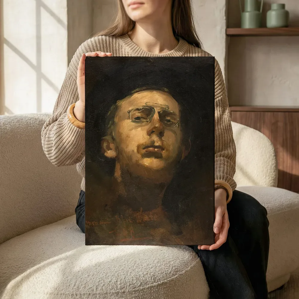 Sfeerimpressie: Zelfportret met lorgnet van George Hendrik Breitner terwijl het zittend wordt getoond