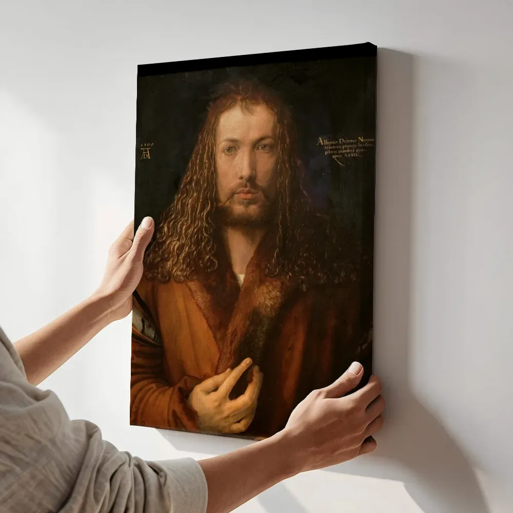 Sfeerimpressie: Zelfportret van Albrecht Dürer terwijl het aan de muur wordt gehangen