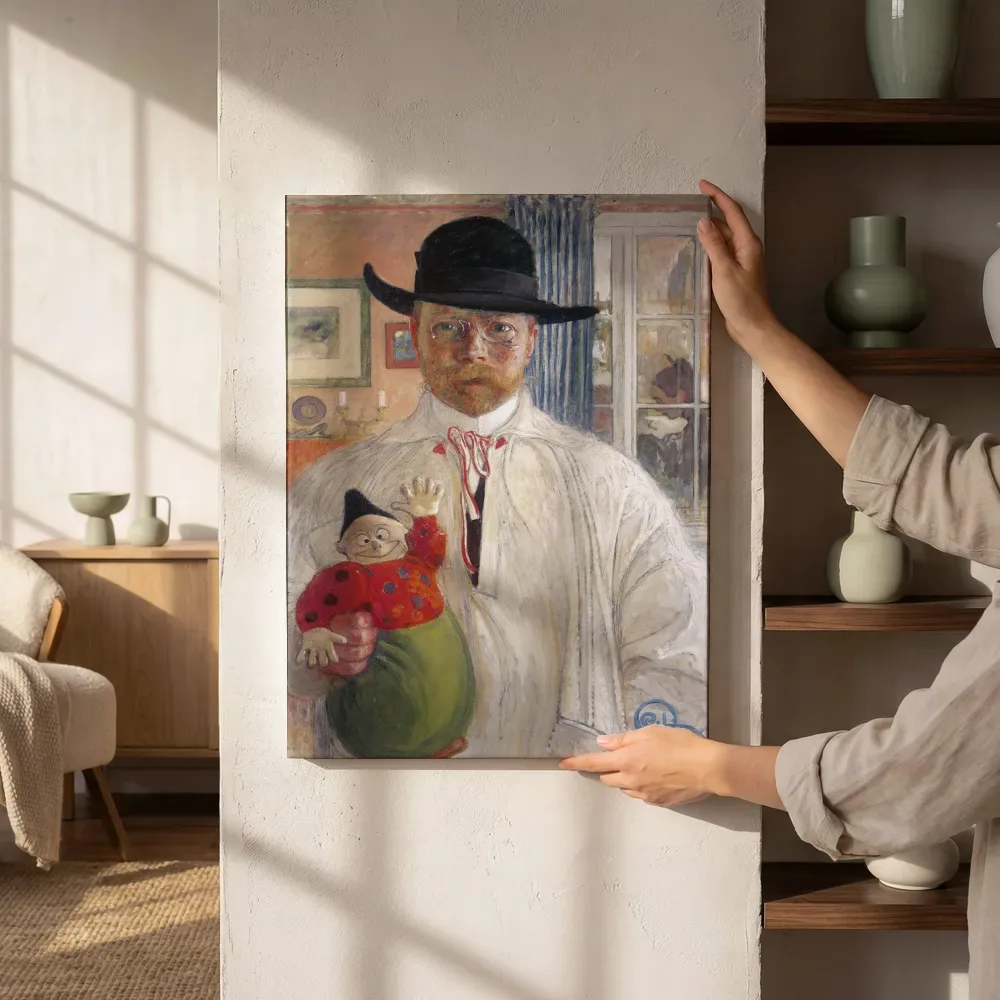 Sfeerimpressie: Zelfportret van Carl Larsson naast de kast