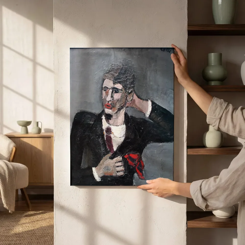 Sfeerimpressie: Zelfportret van Helmut Kolle naast de kast