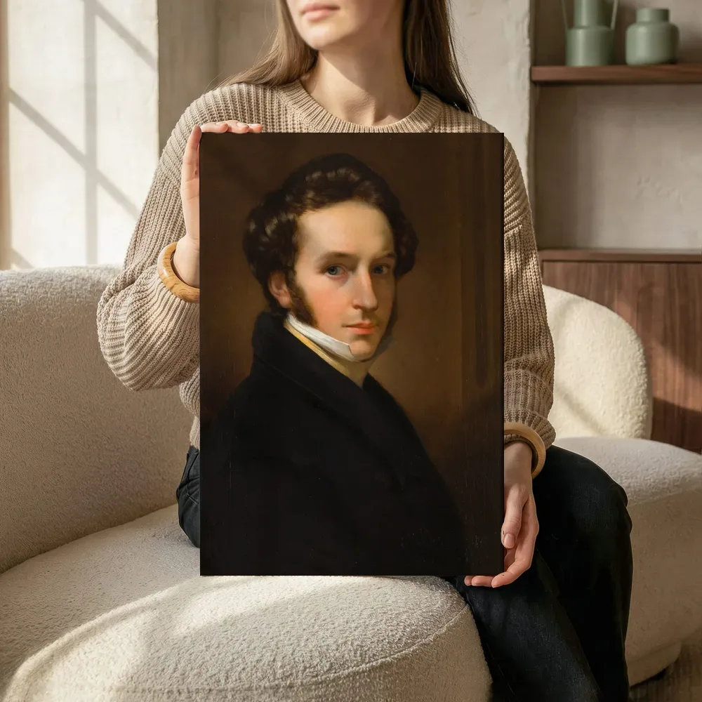 Sfeerimpressie: Zelfportret van Jan Adam Kruseman terwijl het zittend wordt getoond