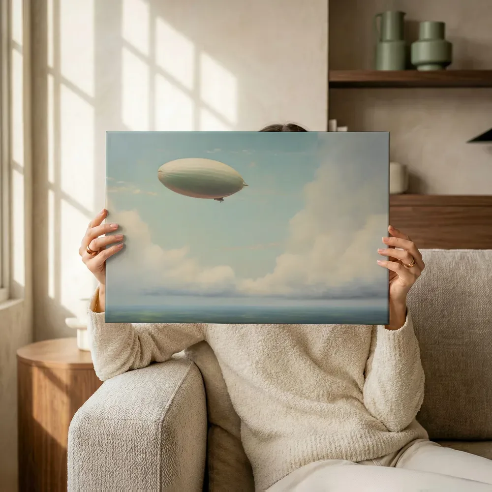 Sfeerimpressie: Zeppelin boven het land terwijl het omhoog wordt gehouden