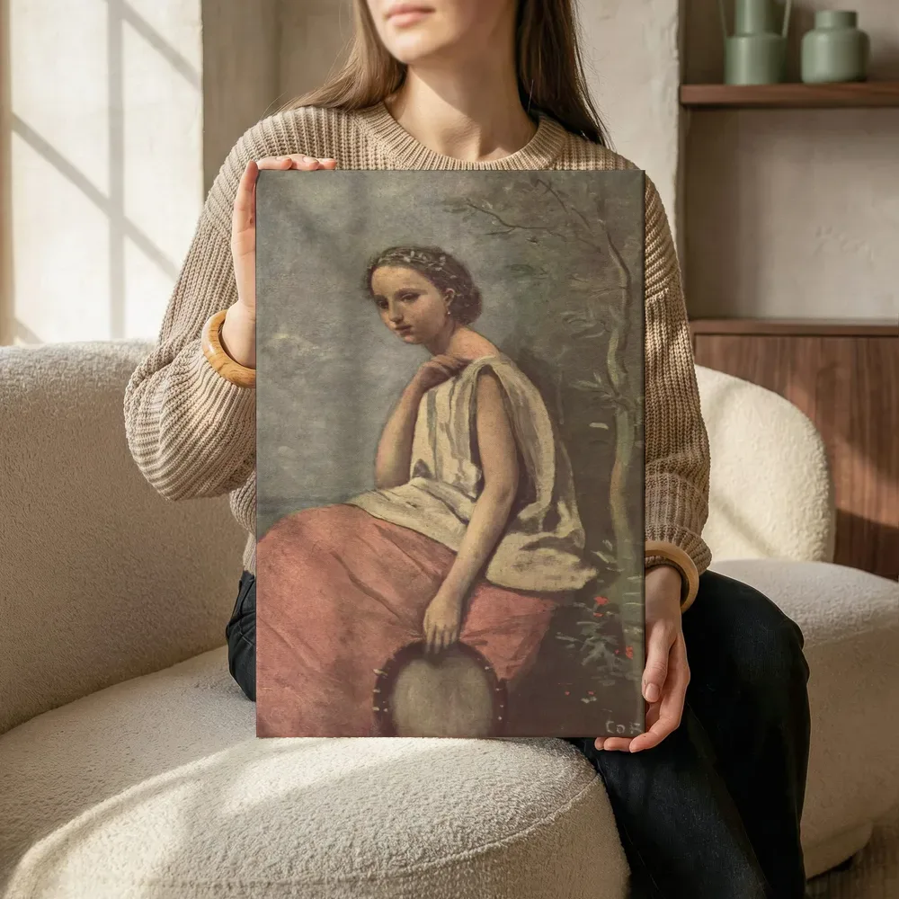 Sfeerimpressie: Zingara au tambour de basque van Jean-Baptiste-Camille Corot terwijl het zittend wordt getoond
