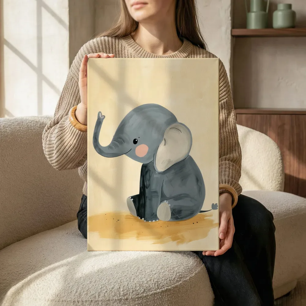 Sfeerimpressie: Zittende baby-olifant terwijl het zittend wordt getoond