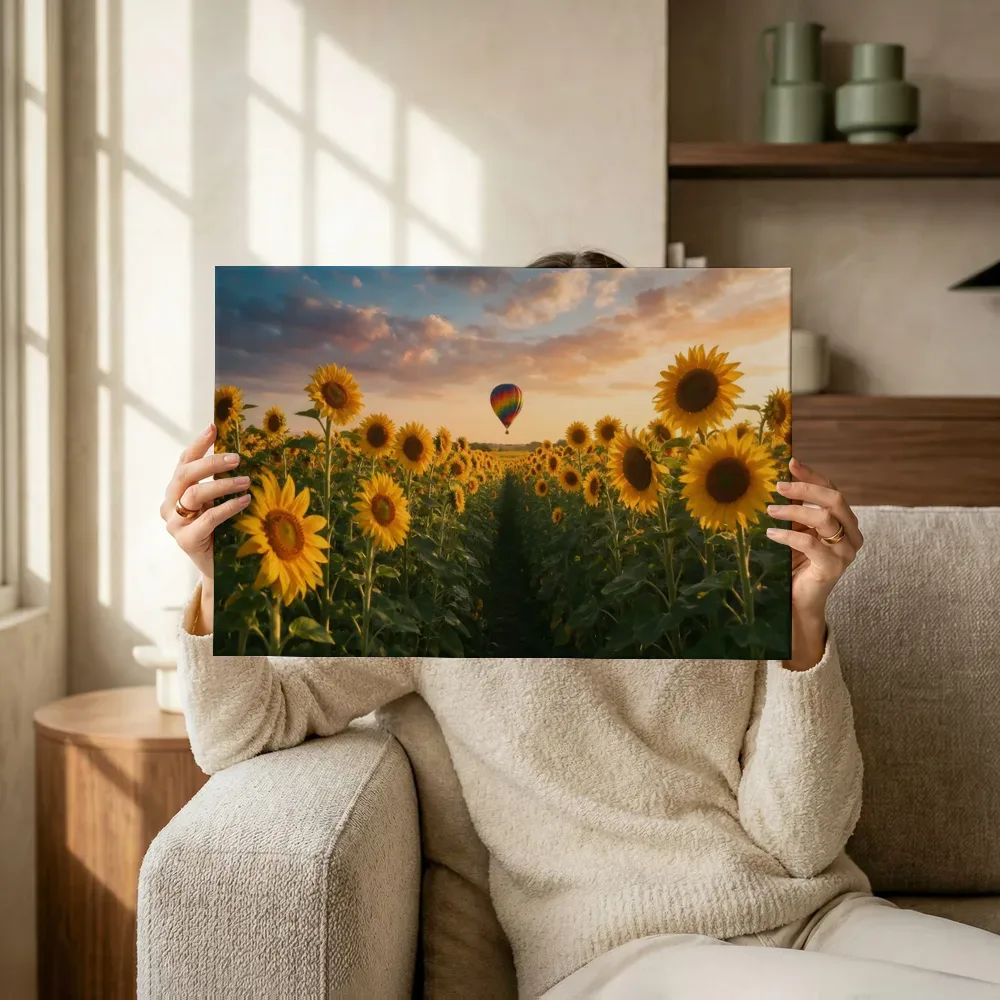 Sfeerimpressie: Zonnebloem bij het gouden uur 16 terwijl het omhoog wordt gehouden