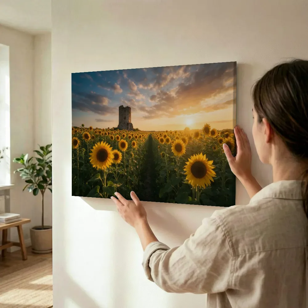 Sfeerimpressie: Zonnebloem bij het gouden uur 17 terwijl het wordt opgehangen