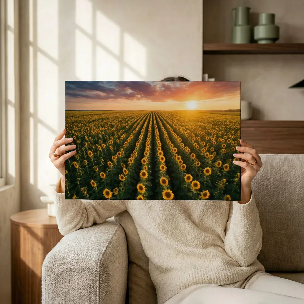 Sfeerimpressie: Zonnebloem bij het gouden uur 5 terwijl het omhoog wordt gehouden
