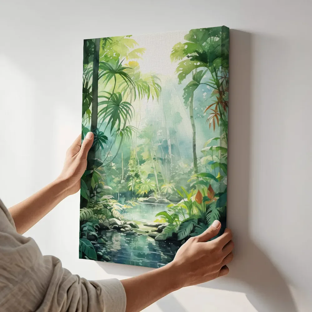 Sfeerimpressie: Zonnestralen boven de jungle vijver terwijl het aan de muur wordt gehangen