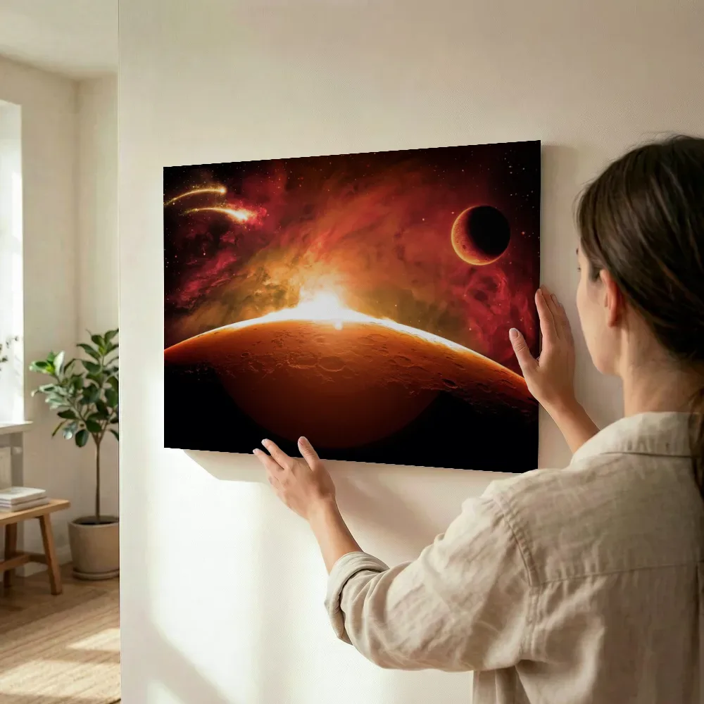 Sfeerimpressie: Zonsopgang boven Mars terwijl het wordt opgehangen
