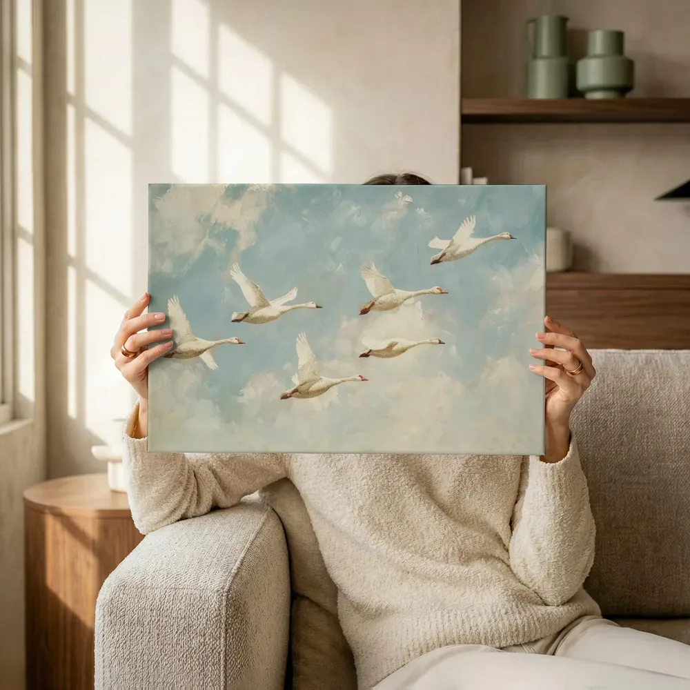 Sfeerimpressie: Zwanen in de lucht terwijl het omhoog wordt gehouden