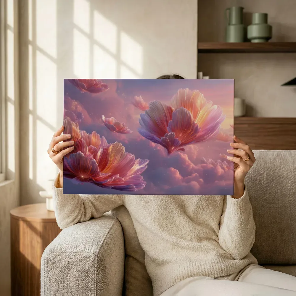 Sfeerimpressie: Zwevende bloesems in de wolken terwijl het omhoog wordt gehouden