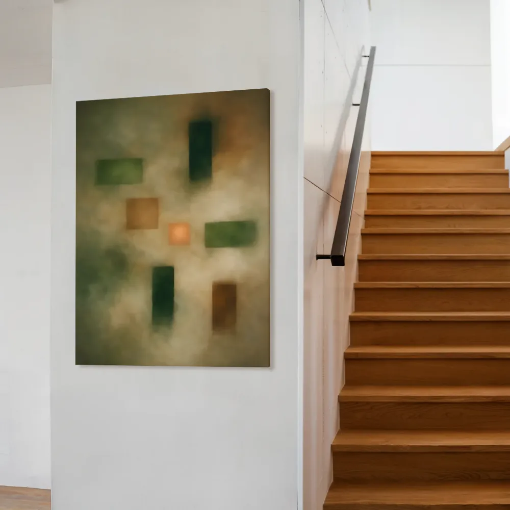 Verspreide Blokken Nevel in Aardetinten, canvas schilderij uit de collectie aardetinten