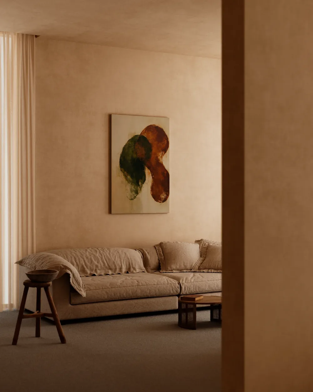 Abstracte compositie in organische vormen, canvas schilderij uit de collectie abstract
