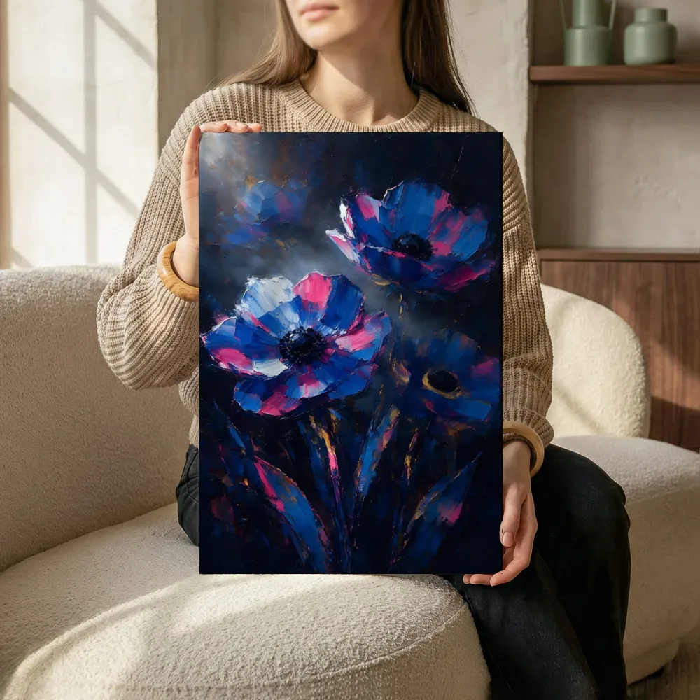 Anemoon van dichtbij in kobaltmagenta, canvas schilderij uit de collectie anemoon