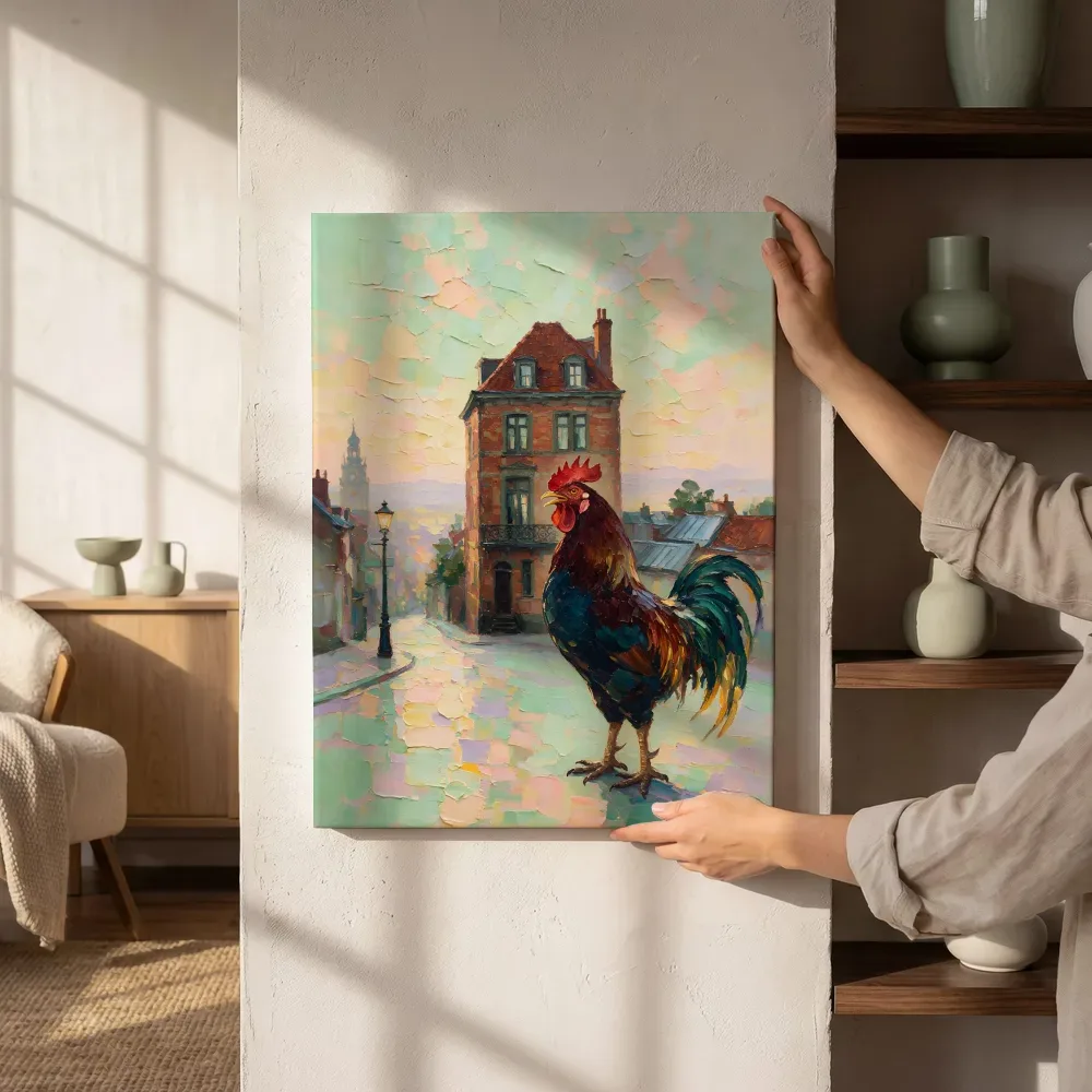 Parijse gevel diep in het volle beeld in de mist, canvas schilderij uit de collectie architectuur