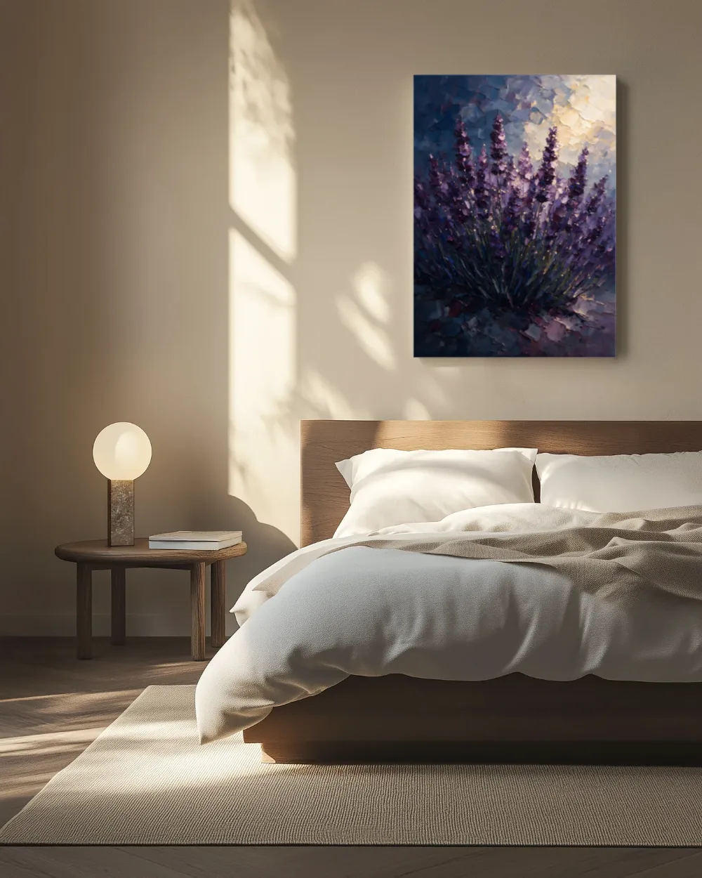 Lavendel tegen de lucht in aubergine, canvas schilderij uit de collectie aubergine
