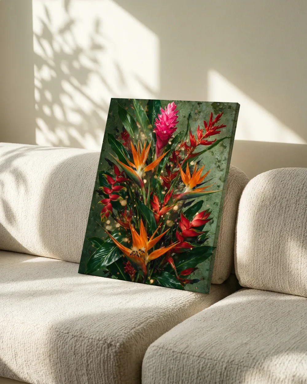 Tropische bloemen in felle kleuren, canvas schilderij uit de collectie bloemen