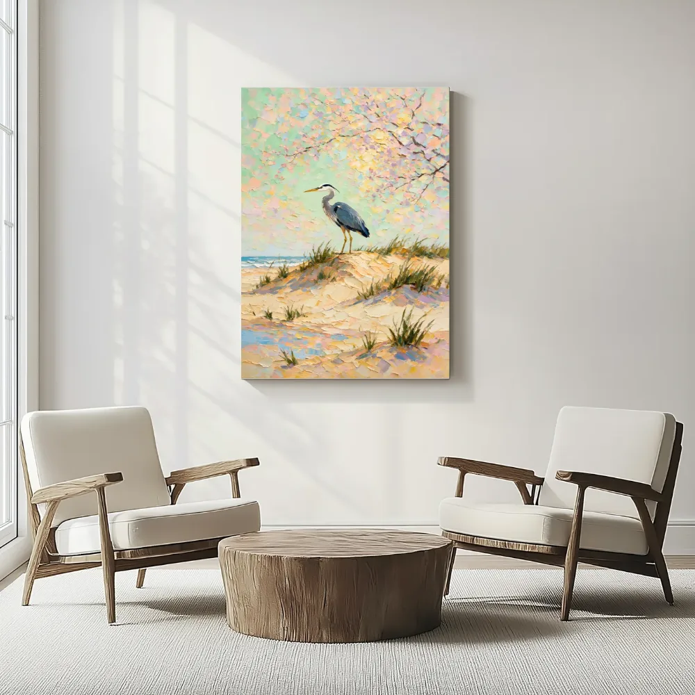 Duin gedempt in het volle beeld bij bloesem, canvas schilderij uit de collectie bloesem