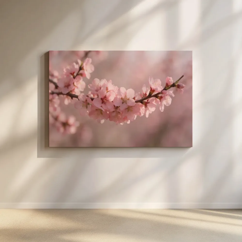 Bloesem in de dauw, zachtroze 6, canvas schilderij uit de collectie bloesem