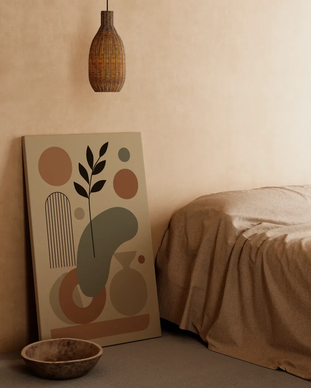 Abstracte compositie met organische vormen, canvas schilderij uit de collectie bohemian