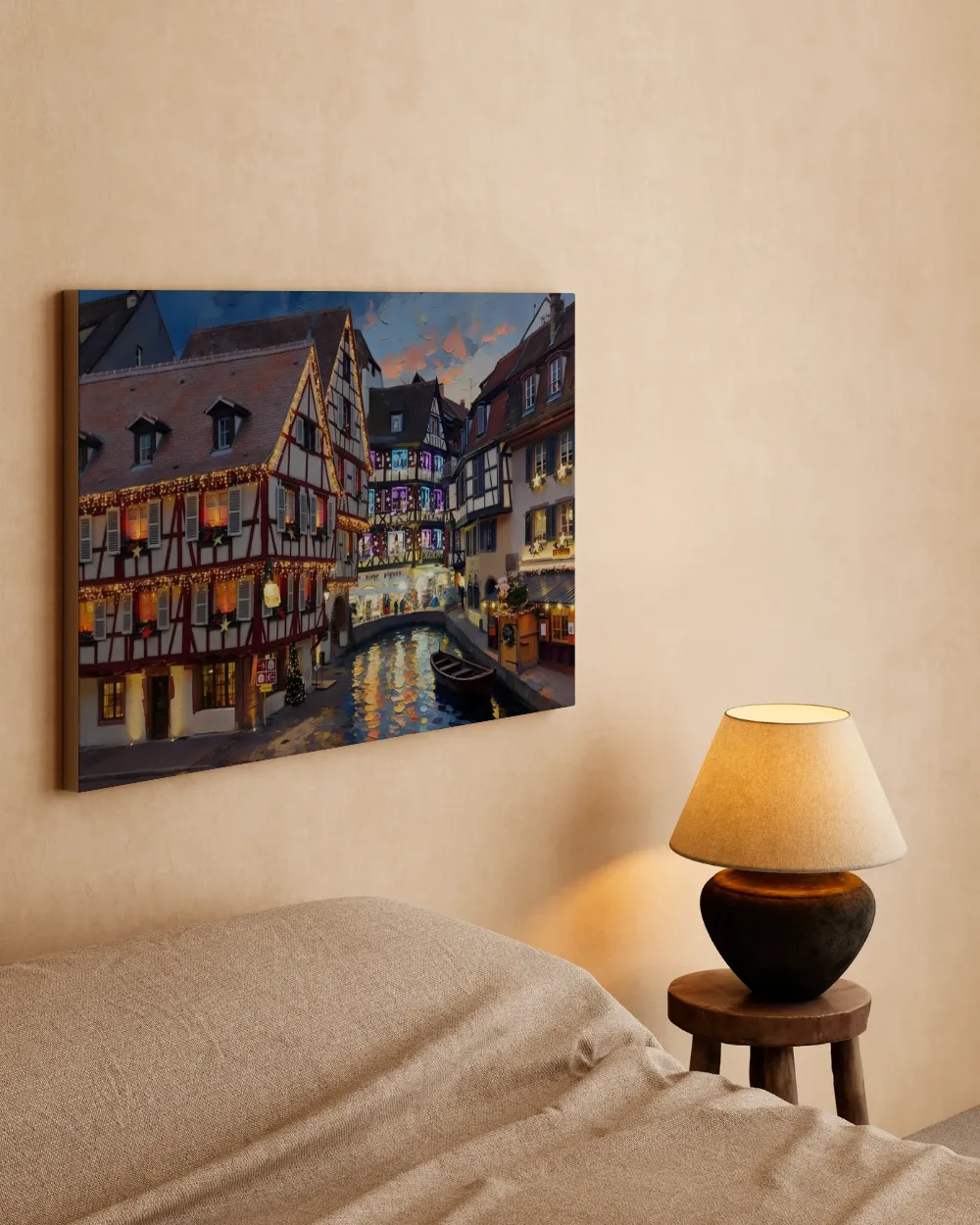 Colmar, Petite Venise in avondlicht, canvas schilderij uit de collectie schilderijen colmar