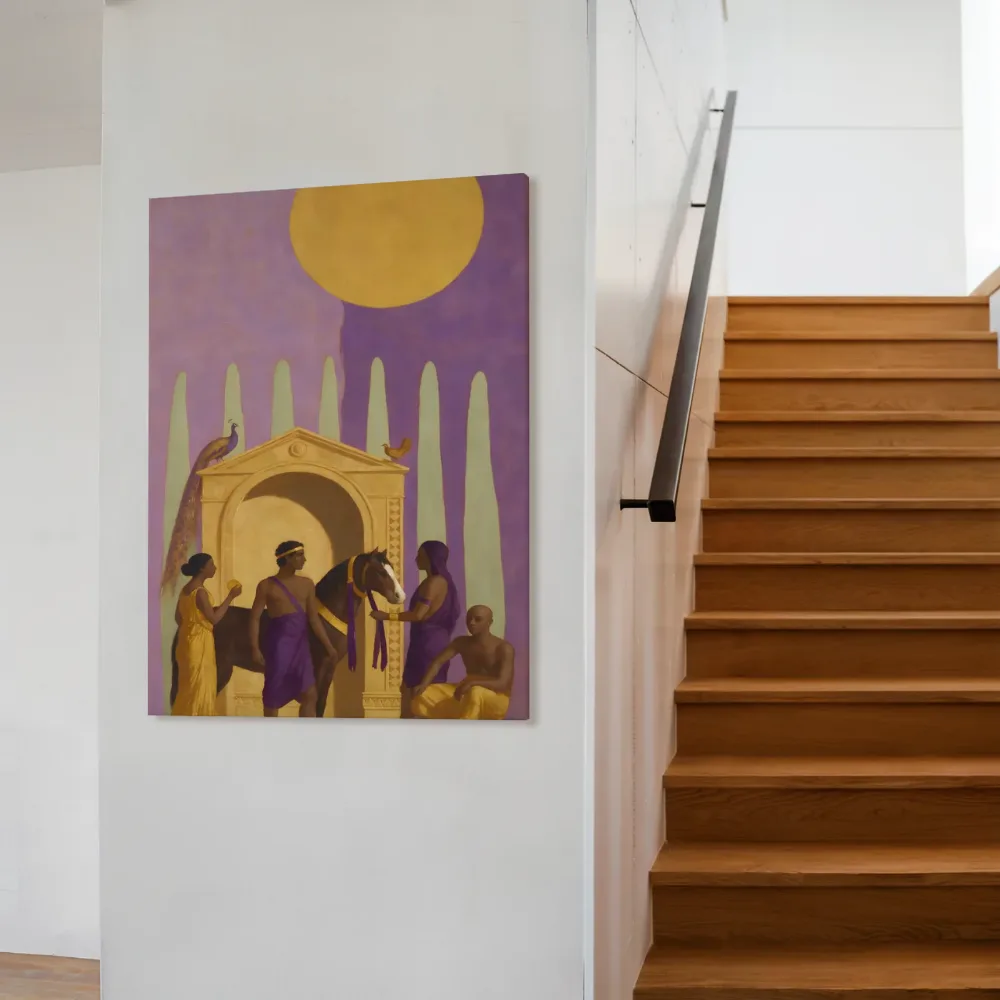 Deur in goudgeel en paars, canvas schilderij uit de collectie deuren & poorten