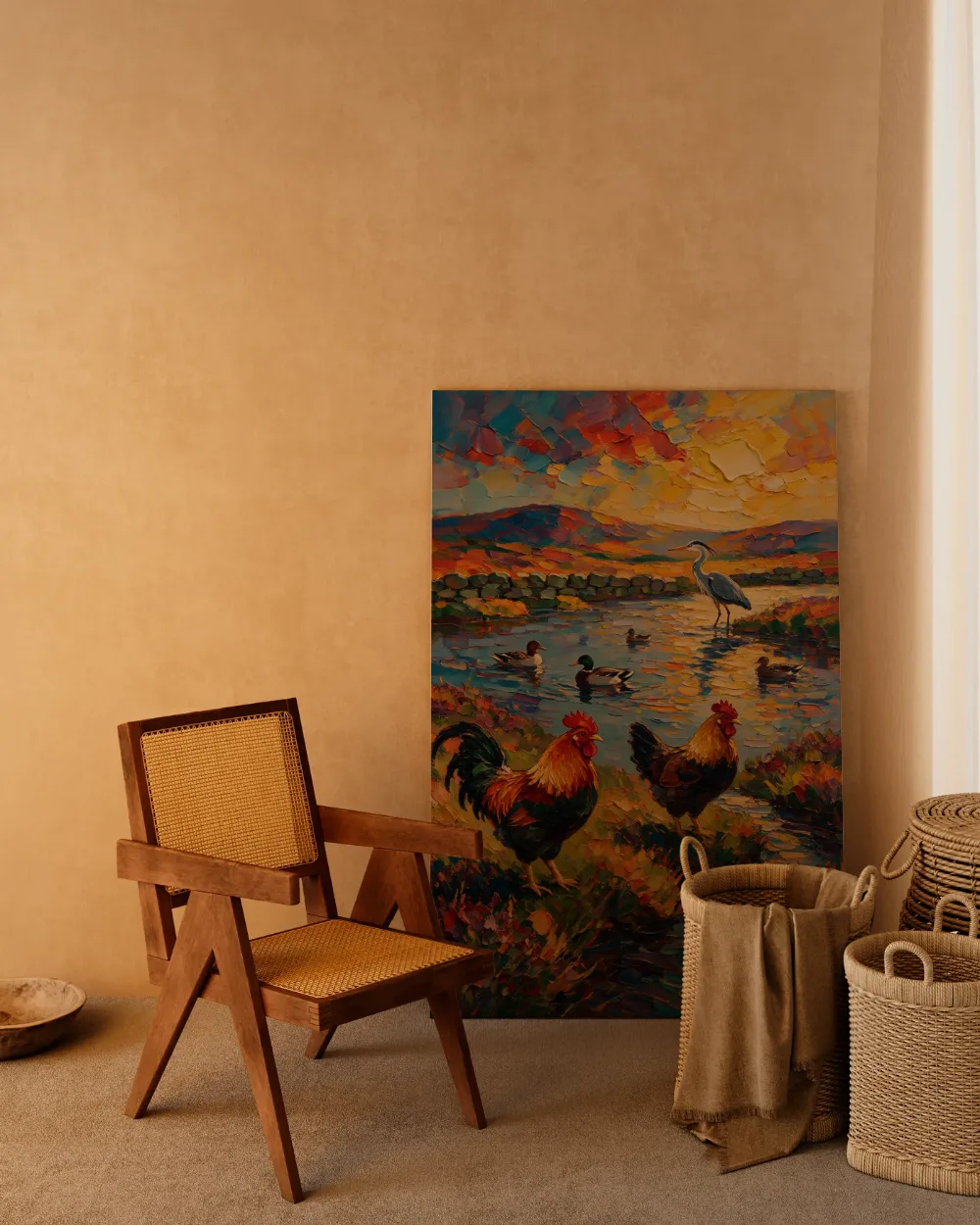 Dierenrijk aan de waterkant, canvas schilderij uit de collectie dieren